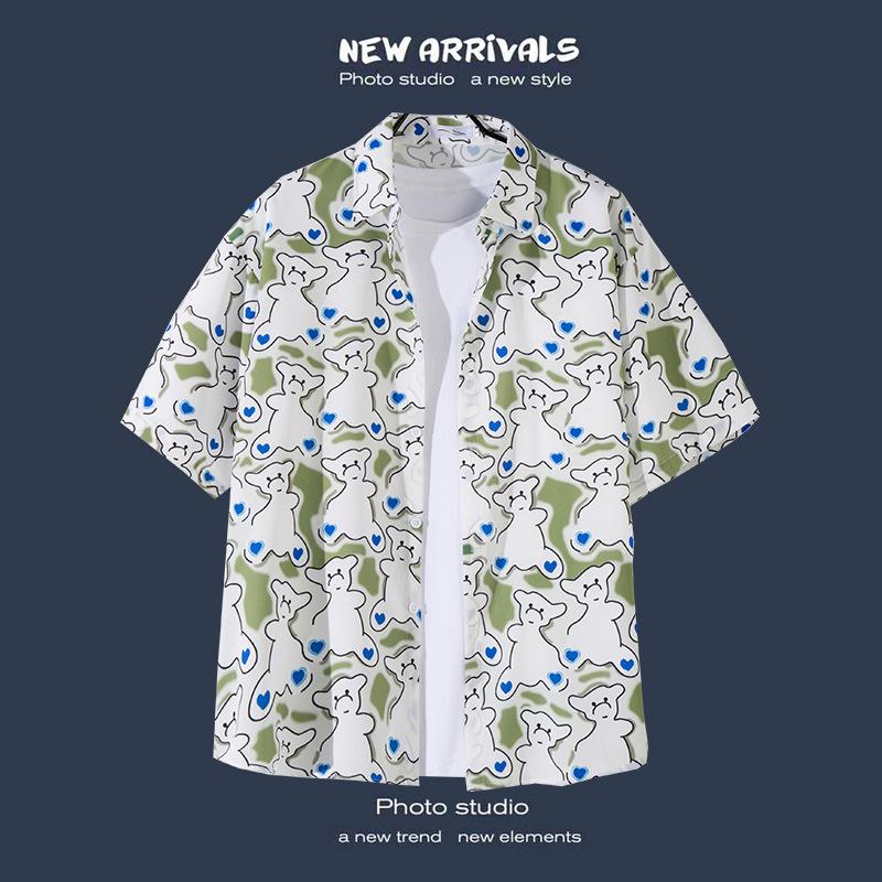 Floral Print Short-sleeved Shirt Beach Suit Summer Lightweight Couple Casual Loose Shorts