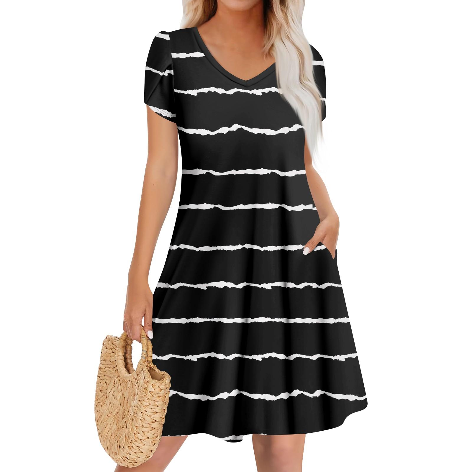 

Женское повседневное модное платье с V-образным вырезом и коротким рукавом, стильное свадебное платье для гостей XL чёрный