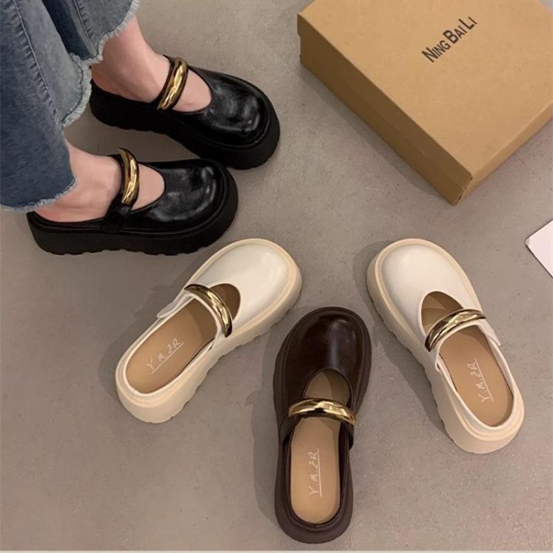 Wearing lazy bag head half slippers thick-soled slippers women's spring and summer new height-enhancing cool slippers
