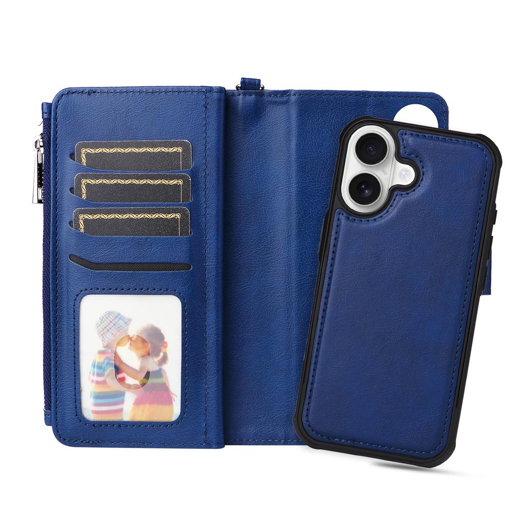 Für iPhone 17 Magnetische Lederhülle Handyhülle mit Abnehmbarer Reißverschluss-Geldbörsen-Schlaufe