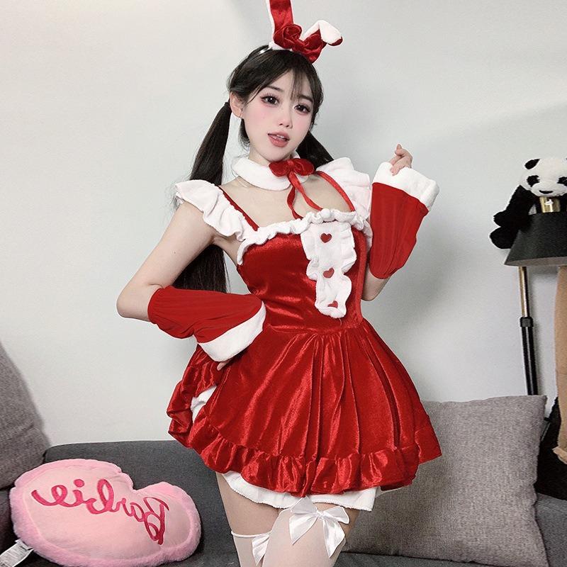 Red Sexy Christmas Dress Autumn Dress Women's Suspender Dress Women's Robe Battle Dress 6