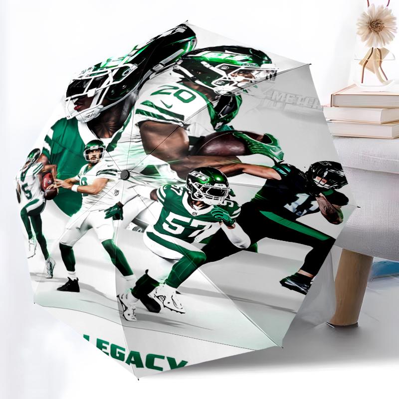 Printed New York Jets logo Folding Umbrella,Outdoor,Leisure,And Travel Umbrella,Durable Umbrella Fabric,Birthday And Holiday Gift