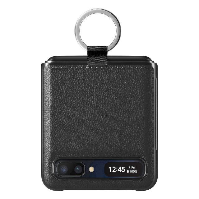 Schlanke Fingerringhalter-Ledertasche für Samsung Galaxy Z Flip 3 Flip4 Flip 4 Flip3 5g Anti-Drop-Falt-Handy-Abdeckung Fundas