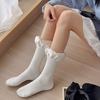 Satin Bubble Lace Mid-Calf Schoolgirl Socks French Light Women Stockings Kawaii Japanese Style Spring Summer Ankle Socks for JK
