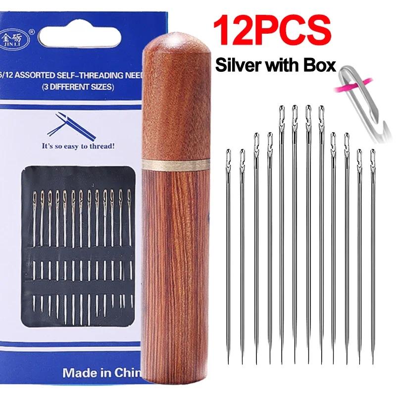 36/12Pcs Blind Sewing Needles Stainless Steel Elderly Needle-side Hole for Household Sewing DIY Jewerly Beading Threading Needle