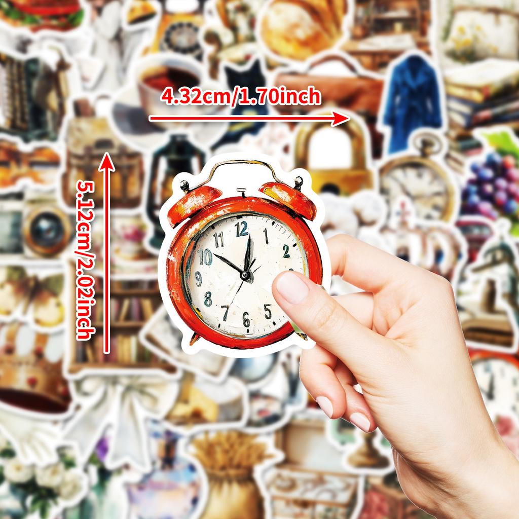 50 Ins Retro Style Various Hand-Painted Furniture Stickers Diy Creative Handbook Diary Decorative Stickers