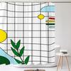 Green Plant Leaf Cactus Shower Curtain Printed Modern Nordic Minimalist Polyster Bathroom Curtain Home Decor Curtain with Hooks