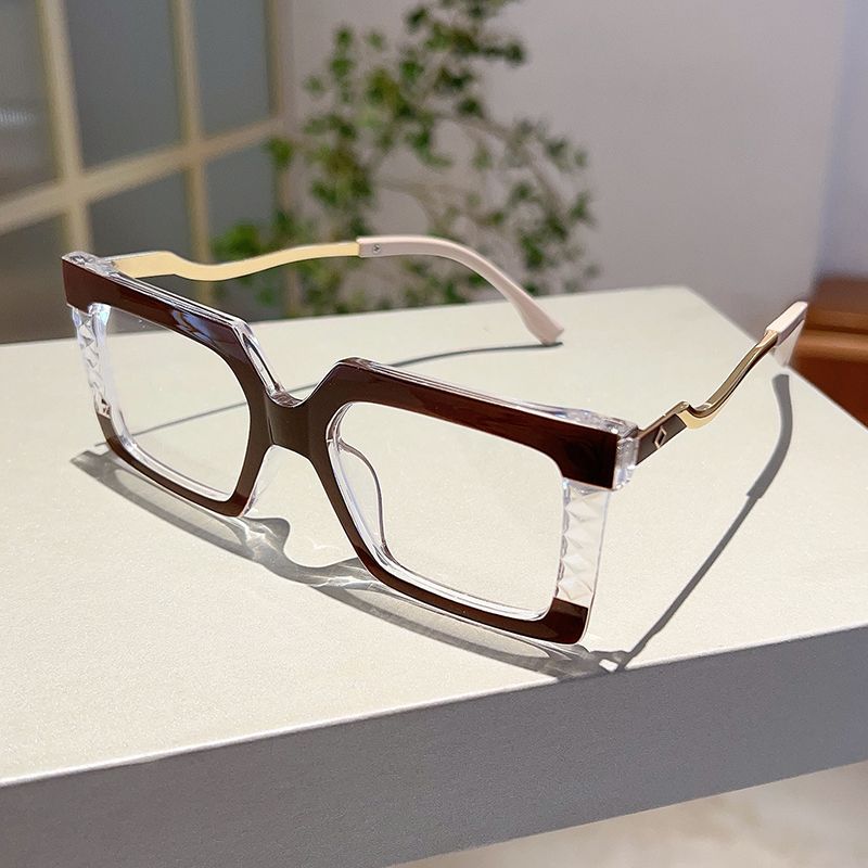 Vintage Big Frame Anti Blue Light Square Glasses Women Luxury Brand Designer Trendy Optical Frames Sexy Lady