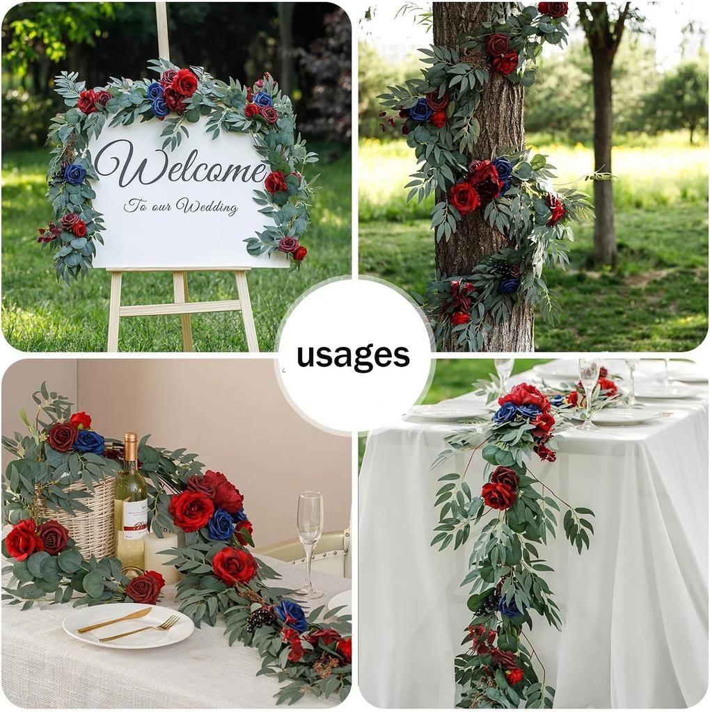 Artificial Flower Garlands for Table Runner Eucalyptus Sweetheart Table Centerpieces for Backdrop Boho Wedding Decoration