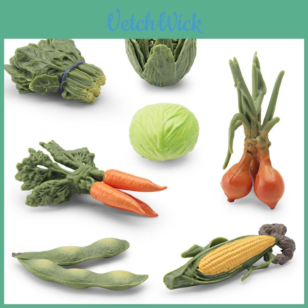 Realistic 7 Piece Vegetable Set Model Includes Spinach Carrot Corn Cabbage Onion Edamame Crafted From Durable Pvc