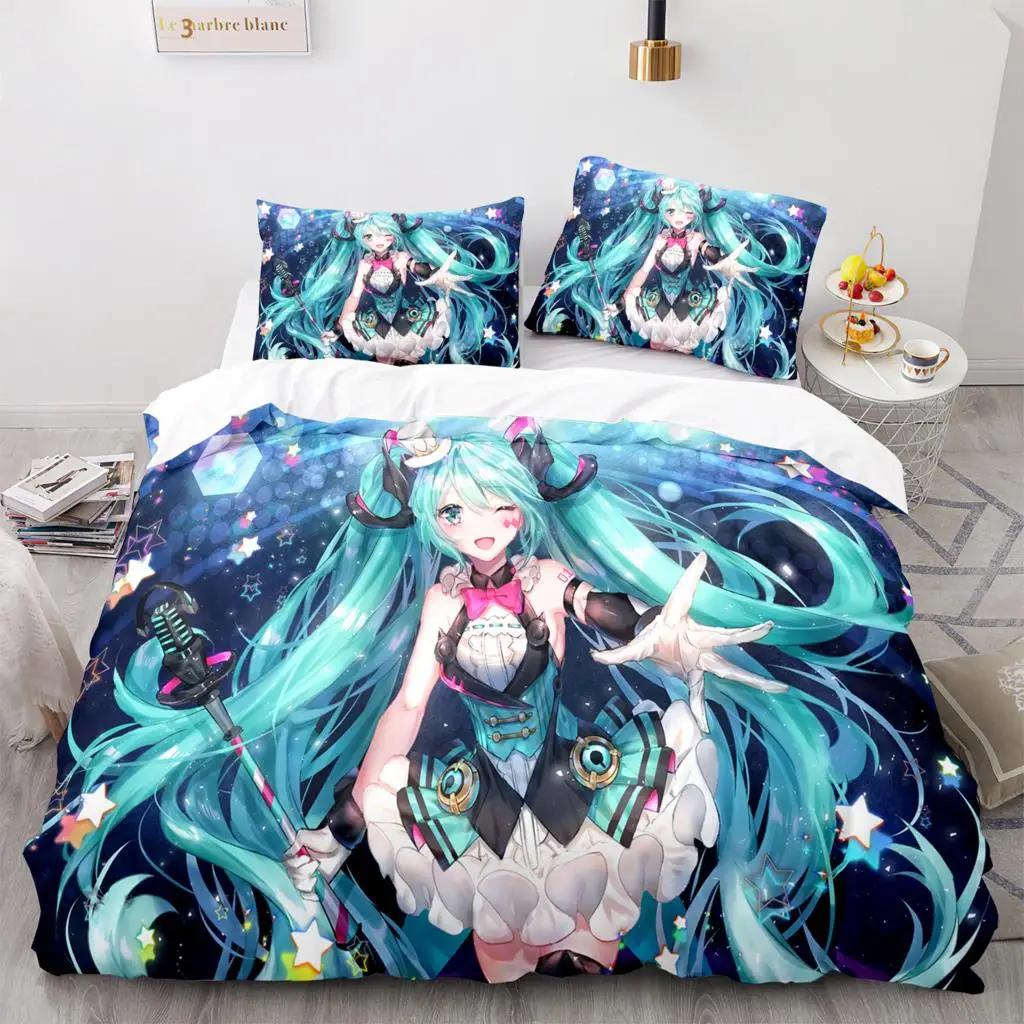 3D H-Hatsune M-Miku Bedding Set Single/Twin/Full/Queen/King Size Duvet Cover Set Aldult Kid Bedroom Decor Japan'S Music