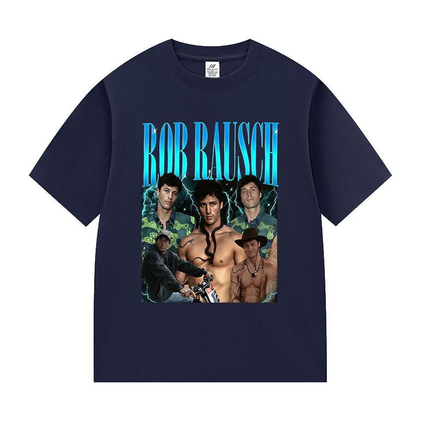 Classic Rob Rausch Graphic T Shirt Mens Vintage Fashion Cotton Short Sleeve Tshirts Unisex High Quality Loose Clothing Tshirt