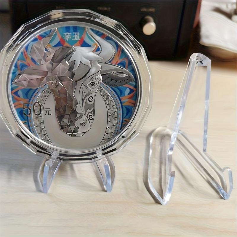 50Pcs Clear Acrylic Easel Display Stands, Transparent Holders for Photos, Medals, Collectibles, Coins, Trading Cards
