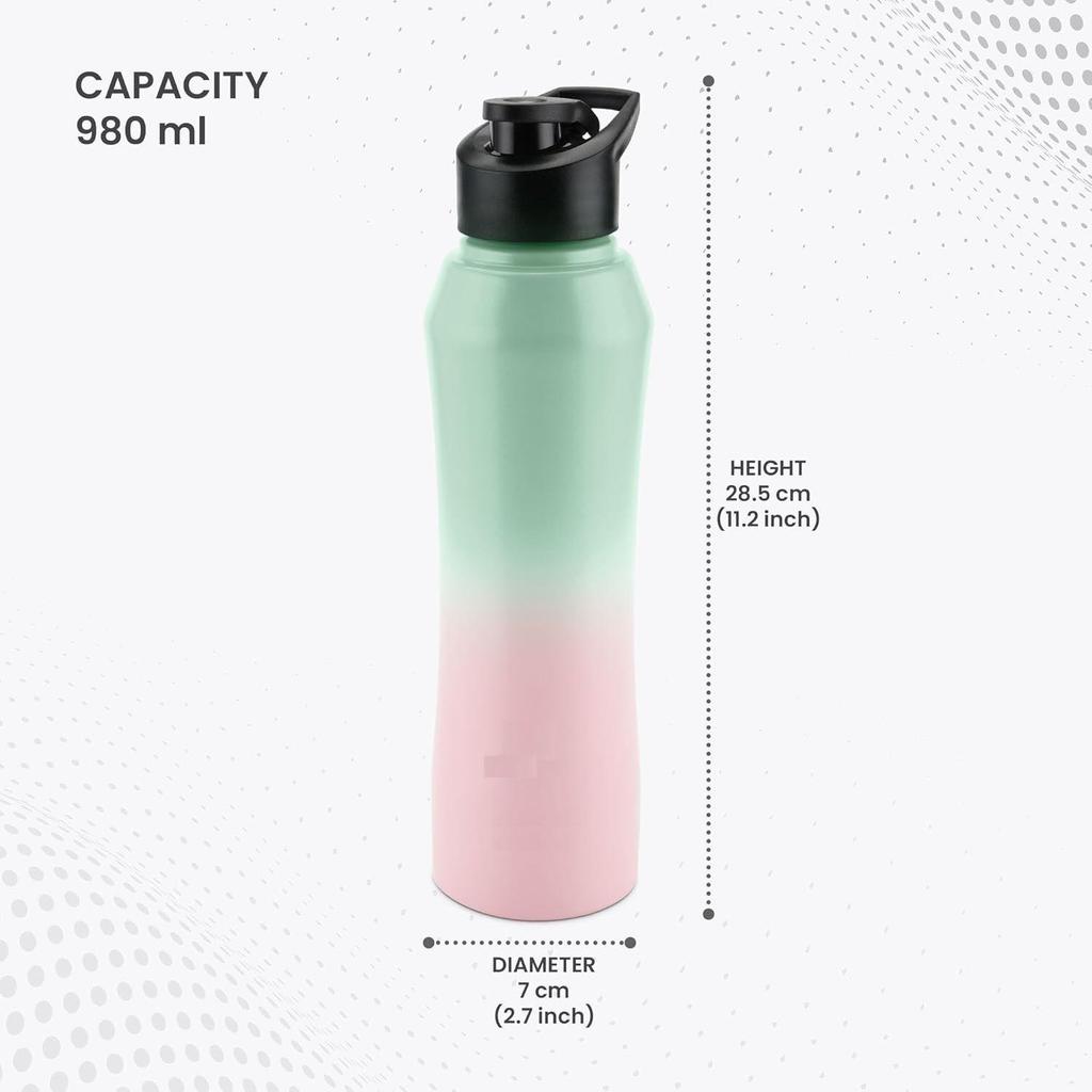 Comet 1000 Stainless Steel Water Bottle 1000 Ml, Single Walled, ISI Certified I Leak Proof Lid, Rust Proof I For School, Office, Gym