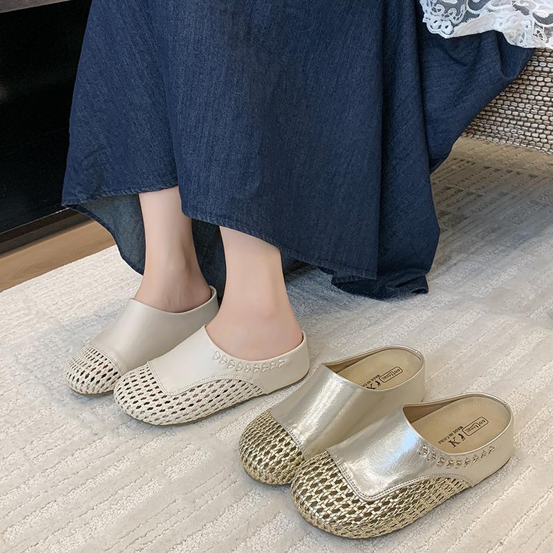 Flats Women Mules Shoes Slingback Casual Slippers Cozy Walking Dress 2025 New Woman Sandals Summer
