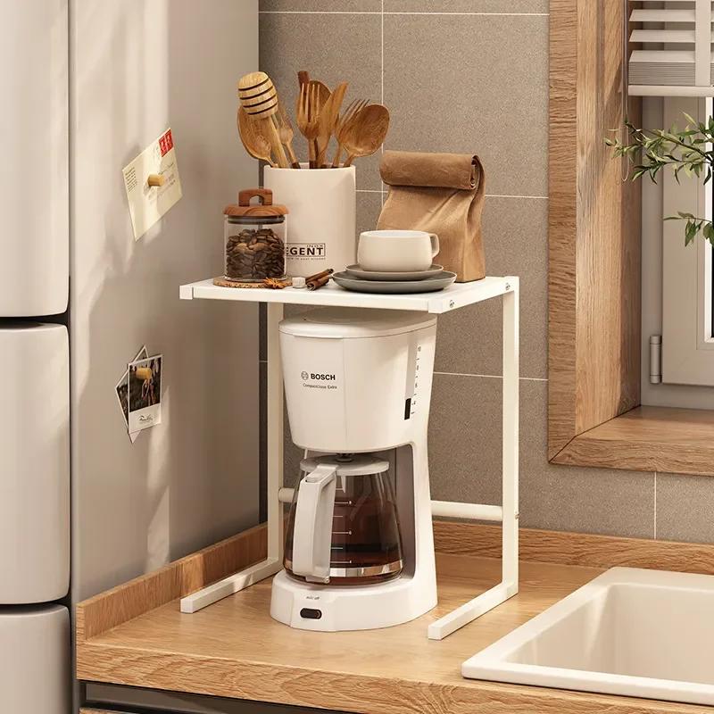 Kitchen Storage Holders Racks Shelving Countertop Small Microwave Oven Rack Layered Storage Rice Cooker Pot with Air Fryer Shelf
