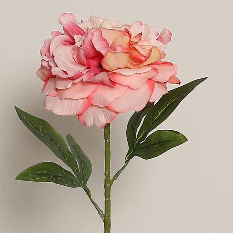Realistic Long Stem Crown Peony Artificial Silk Flower for Living Room Decor and Bouquets