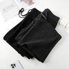 Gray Rhinestone Wool Wide-Leg Pants - Women's Winter 2025 High-Waisted Velvet-Enhanced Straight-Leg Trousers