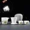High-end suet jade kung fu tea set portable travel bag, one pot and two cups of thousands of miles of Jiangshan express cup gift