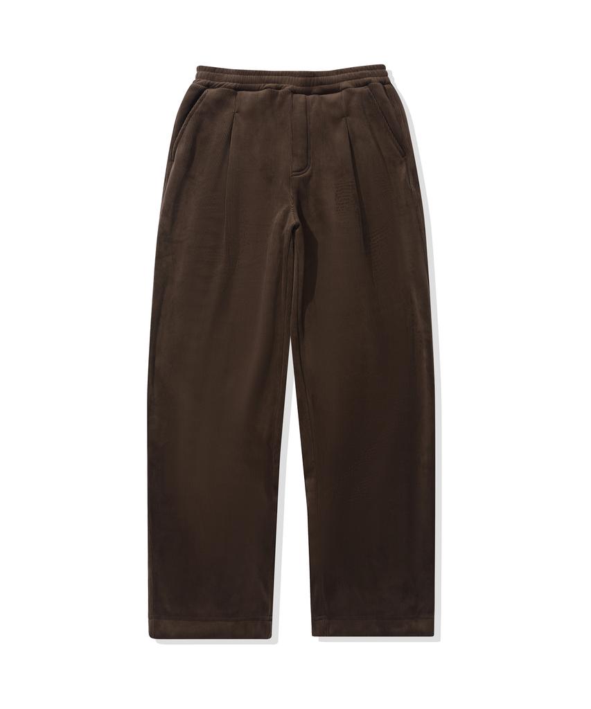 ALEXNAIDEN One-Pleat Wide Fleece Corduroy Pants (Brown)