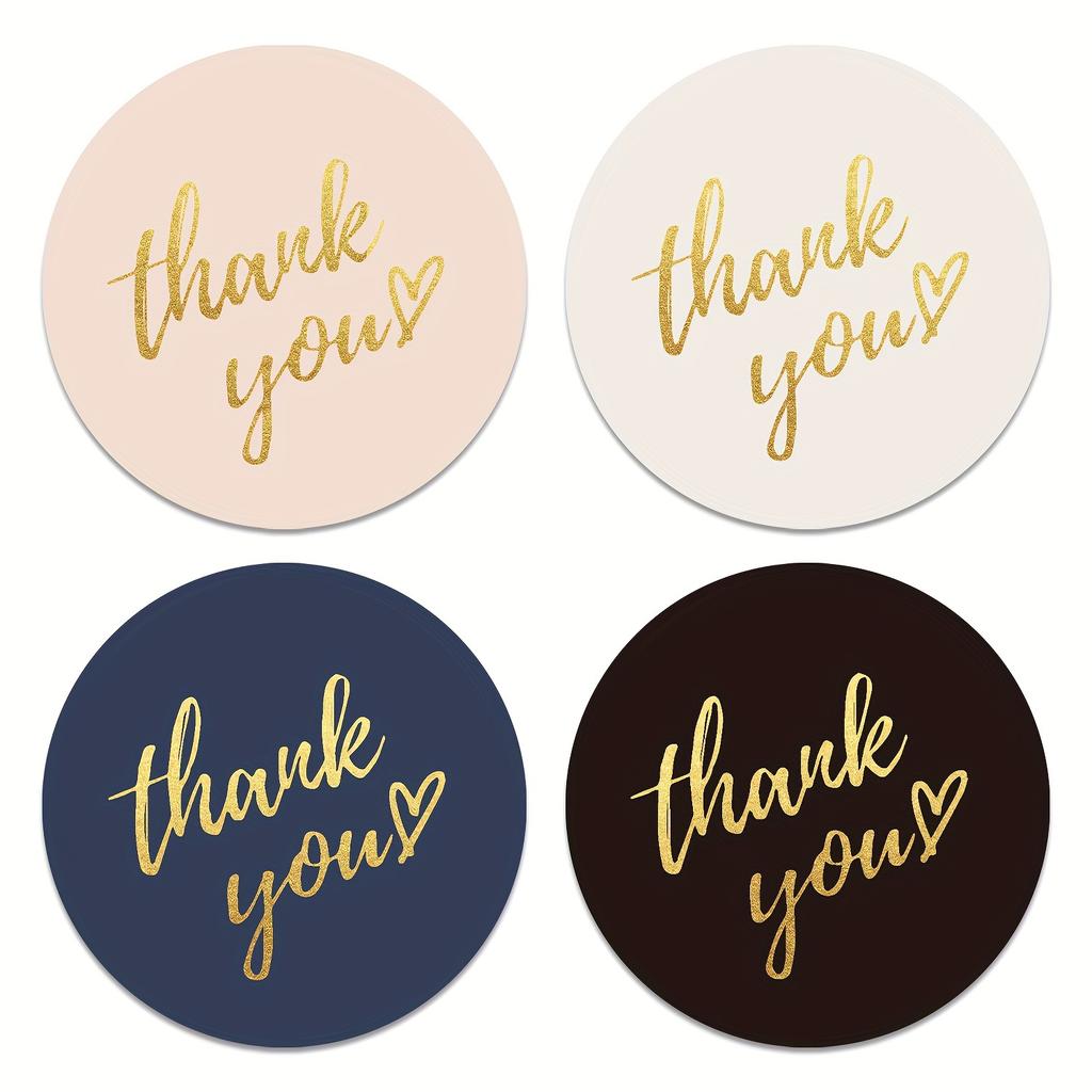 Elegant Golden Foil "Thank You" Stickers, 1-Inch Round Labels on a Roll - Perfect for Wedding Favors, Gift Sealing & Handmade Stationery, Wedding Stic