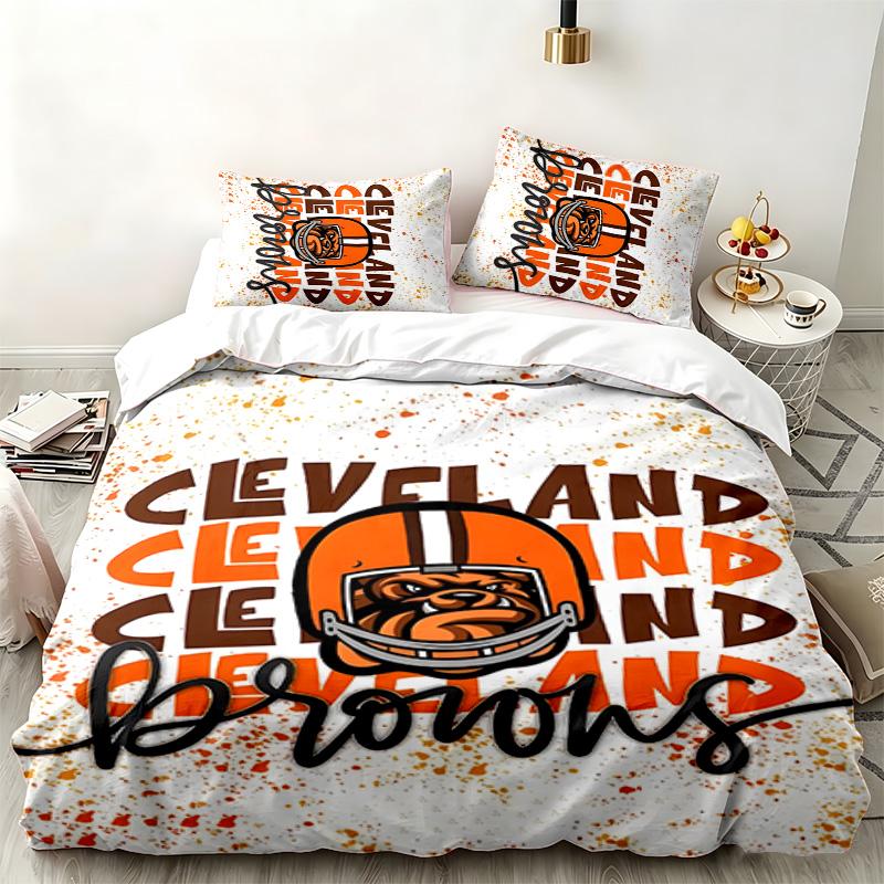 Cleveland Browns 3pc Set Perfect for Bedroom Use Comfortable Bedding Set Includes a Duvet Cover and Two Pillowcases Ideal Birthday or Christmas Gift