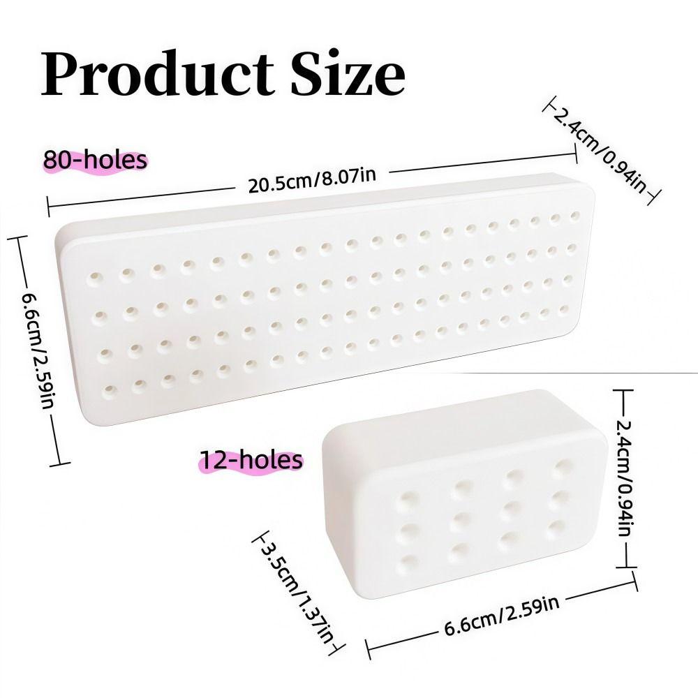 80Holes 12Holes Nail Tools Display Stand Nail Polishing Head Container Box  Nail Technician Tools