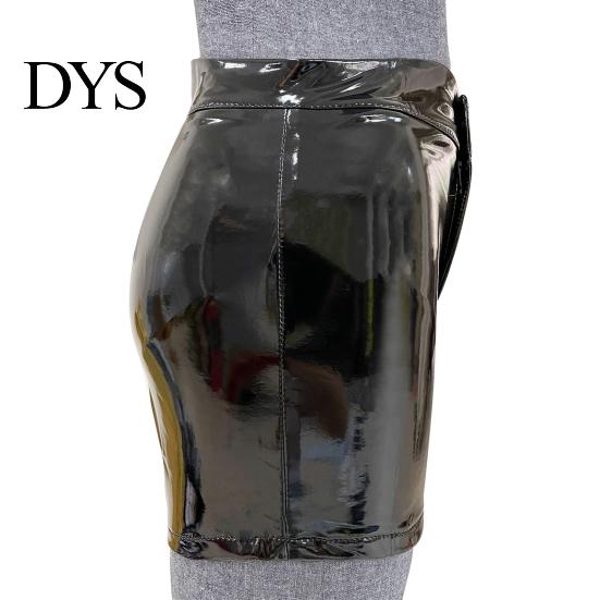 Butt-hugging Shorts Women High Waist Button Zipper Fly Faux Leather Elastic Short Pants Hip Lifting Glossy Color Nightclub Wear High-waisted
