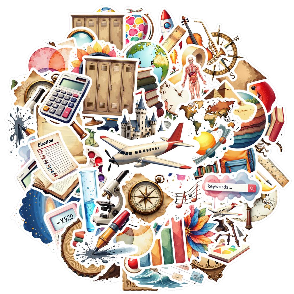 35pcs-100pcs Vintage Geography Stickers Educational History Teacher Reward Stickers DIY Stickers For DIY Phone Guitar Laptop