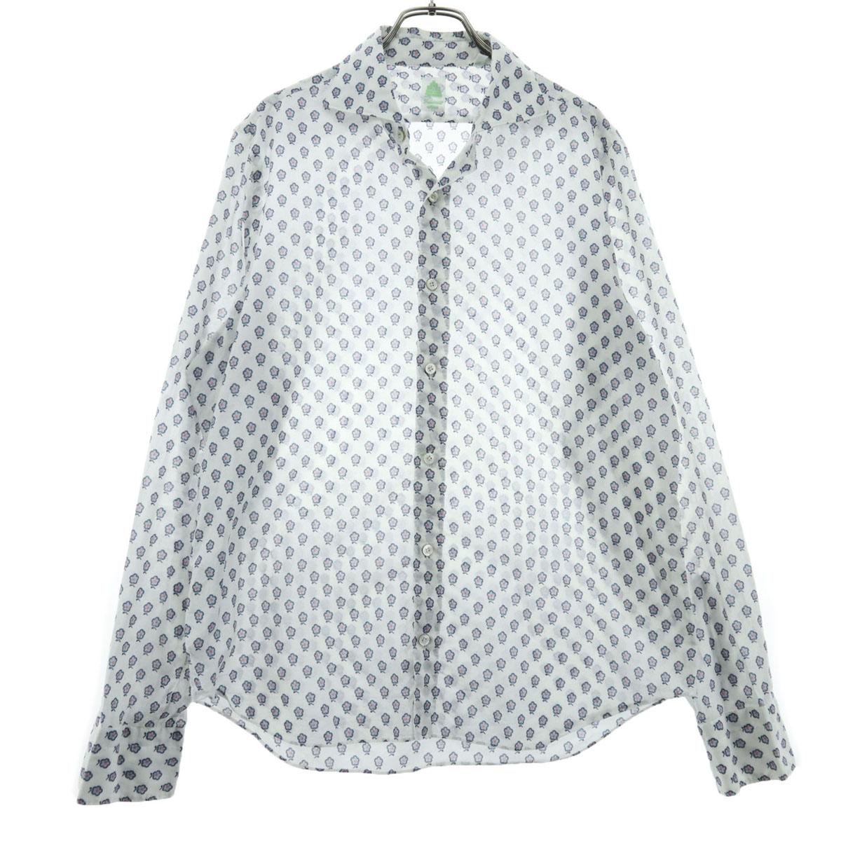 

Finamore Цветочная рубашка с длинным рукавом из хлопка белая Мужская Б/у