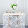White Floral Hollowed Out Table Runner Rectangular French Style Romantic Table Cloths Vintage Embroidered Lace Fabric Wedding Decoration Table Linen