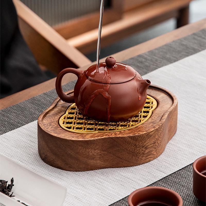 Walnut Wood Light Luxury High-end Coffee Tray Tea Tray Drain Water Storage Dry Bubble Table Base Kung Fu Tea Accessories