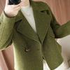 Women's Wool Coat Short Style with Lapel Collar Double Breasted Design