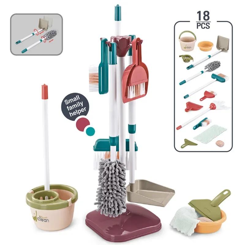 Non-Toxic Simulation House Cleaning Tool Toy Set Role-Playing Educational Kids Pretend To Do Housework Kit Toys For Children Birthday Gift