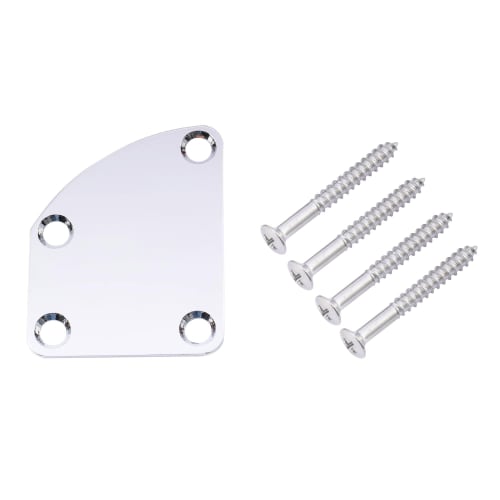 Musiclily Basic Heel Cut Neck Plate with 4-Point Neck Joint Board for Electric Guitar/Bass, Chrome