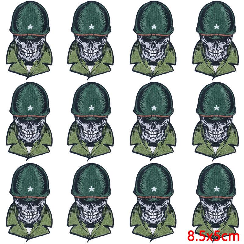 10Pcs/Lot Skull Punk Patches For Clothing Hip Hop Iron On Patches For Clothes Patch Thermoadhesive Embroidery Fusible Patch DIY
