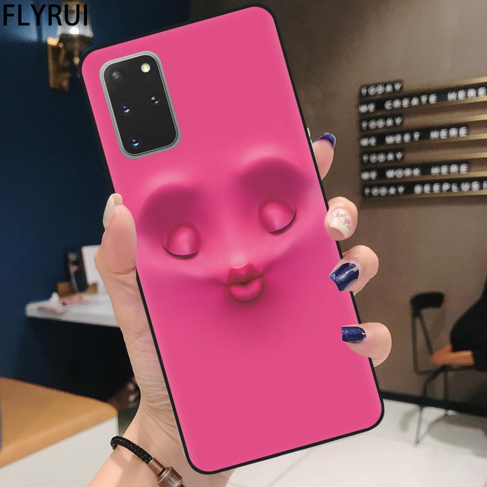 

Матовый силиконовый черный чехол для телефона Samsung S21 S8 S9 S10 S20 Plus FE Note 20 Ultra Cover Cartoon Funny 3D Face Shell Coque Capa Note 20 Ultra