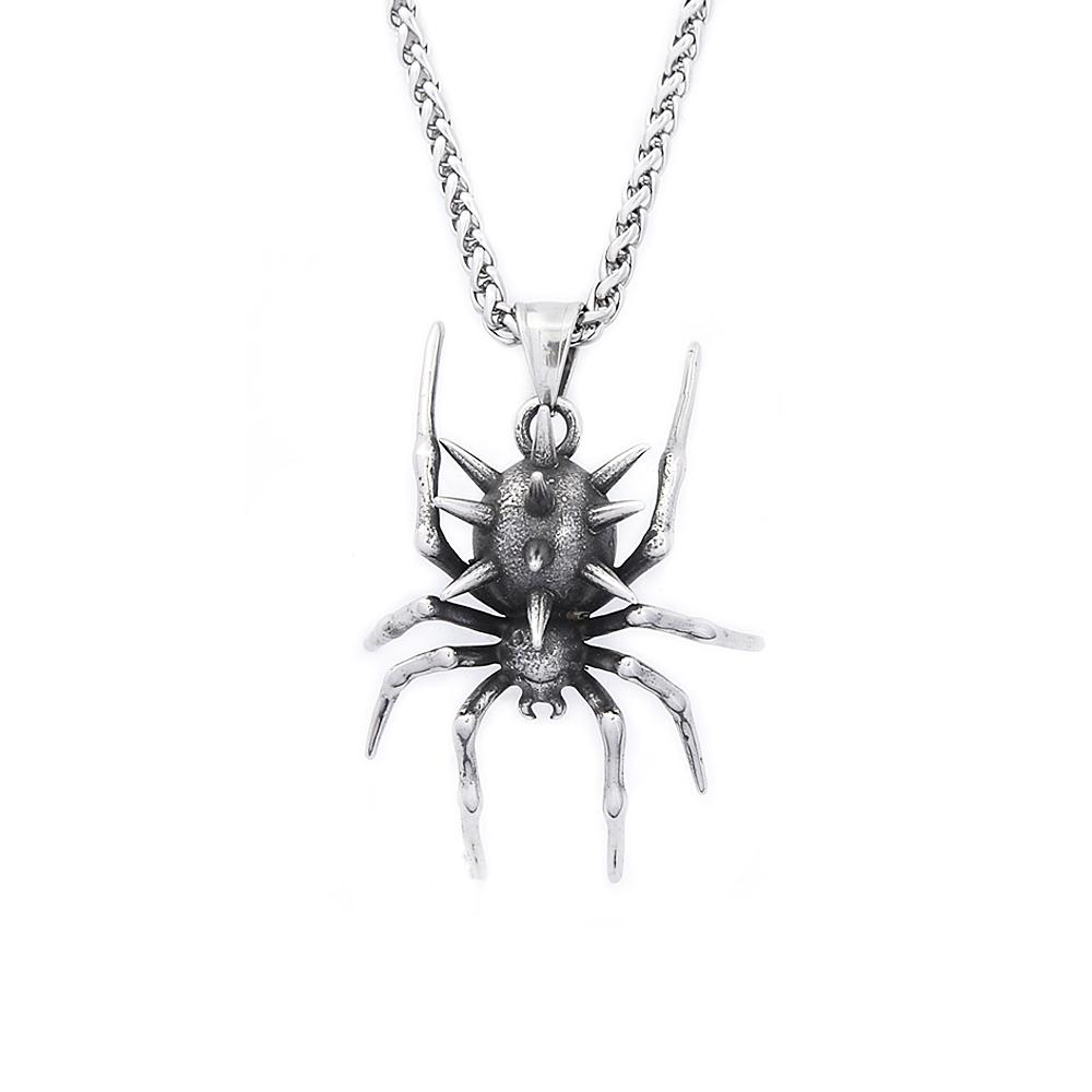 Vintage Gothic Spider Pendant Necklaces For Men Women Punk Animal Stainless Steel Chain Necklace Halloween Gifts