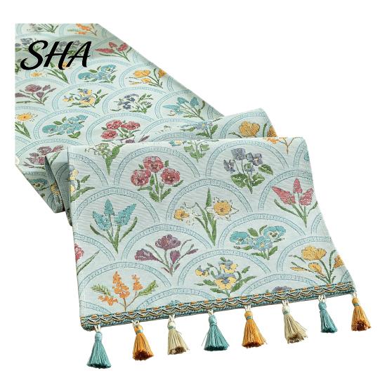 Elegante Runner per Tavola da Pranzo Runner Floreale Jacquard, Vintage con Bordi con Frange, Stile Classico Rustico per Matrimonio Decorazioni Baby Shower Affascinante