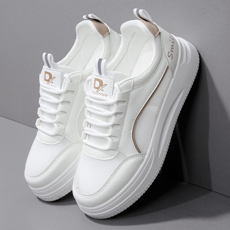 

Women’s White Sneakers Casual Summer Breathable School Student Girls Platform Sport Shoes Plus Size Height Increase EU:34 коричневый