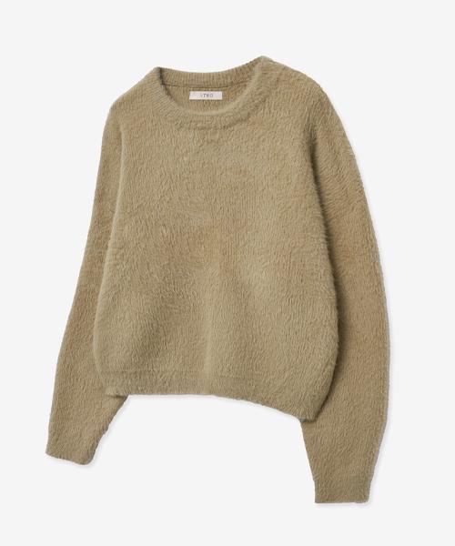VTWO Crop Hairy Knit_Beige