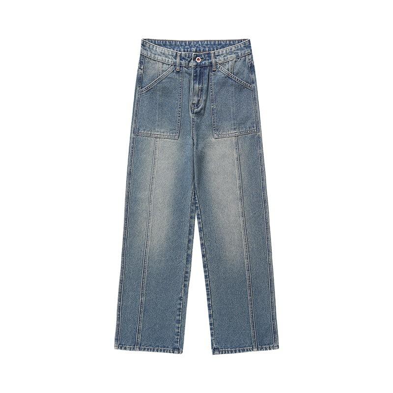 Spring American High Street Loose Straight Wide-leg Jeans Men's Floor Trousers