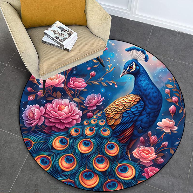 1Pc Animal Circular Print Rug - Home Decoration Carpet For Living Room Bedroom Flooring Computer Chair Area Rug