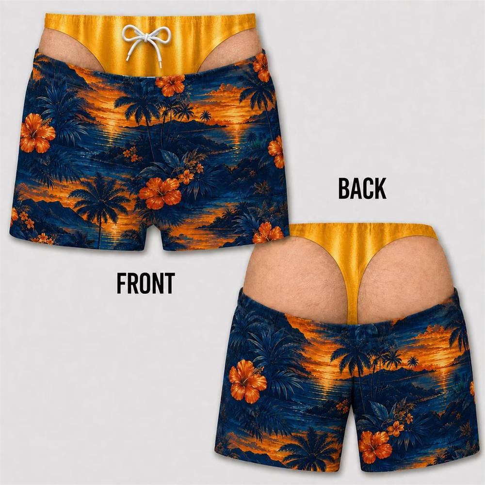 Fun 3D Print Leopard Print Hawaii Floral Swim Trunks For Men Summer Sea Beach Casual Beach Party Essentials Viral Board Short