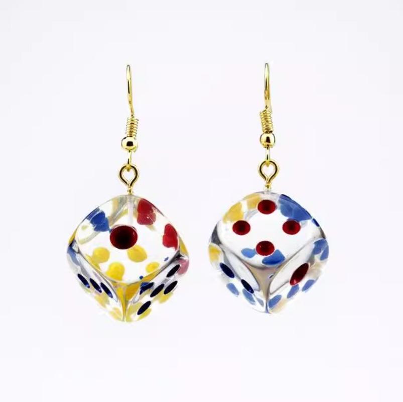 

1 пара серьги-капли из смолы для женщин, серьги ярких цветов с геометрическим рисунком для женщин и девочек, вечерние ювелирные изделия, подарки style 6