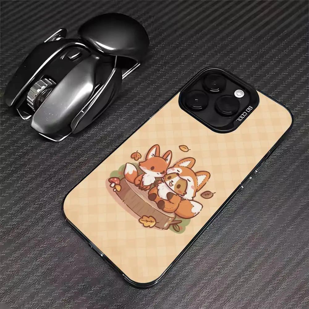 Cartoon Animals Bear Fox Phone Case For iPhone 17 16 15 14 13 12 11 Pro Max XS Max 7 8 Plus Shockproof Silicone Matte Cover