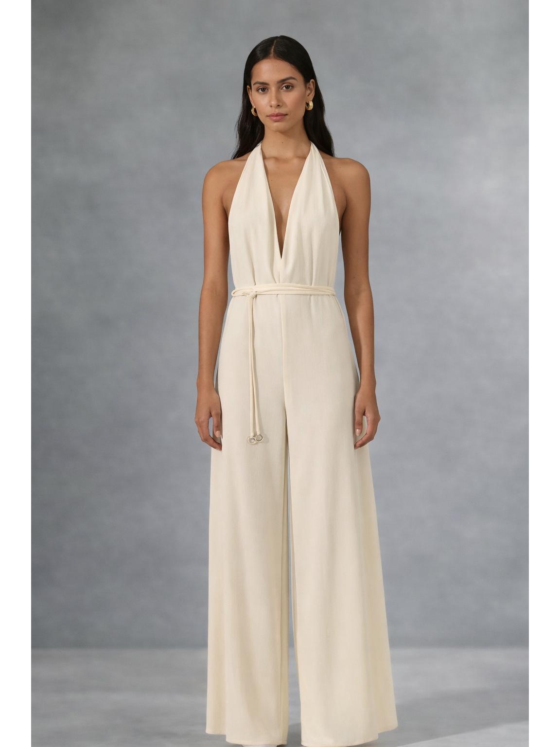 

2026 Elegant European and American Women s Formal Jumpsuit - Sexy Halter Spaghetti Strap XL