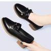 Women's Shoes Round Toe with Bow Leather Casual Medium Heels Ladies Pumps Vacation Stylish Footwear on Offer Chic Point Discount