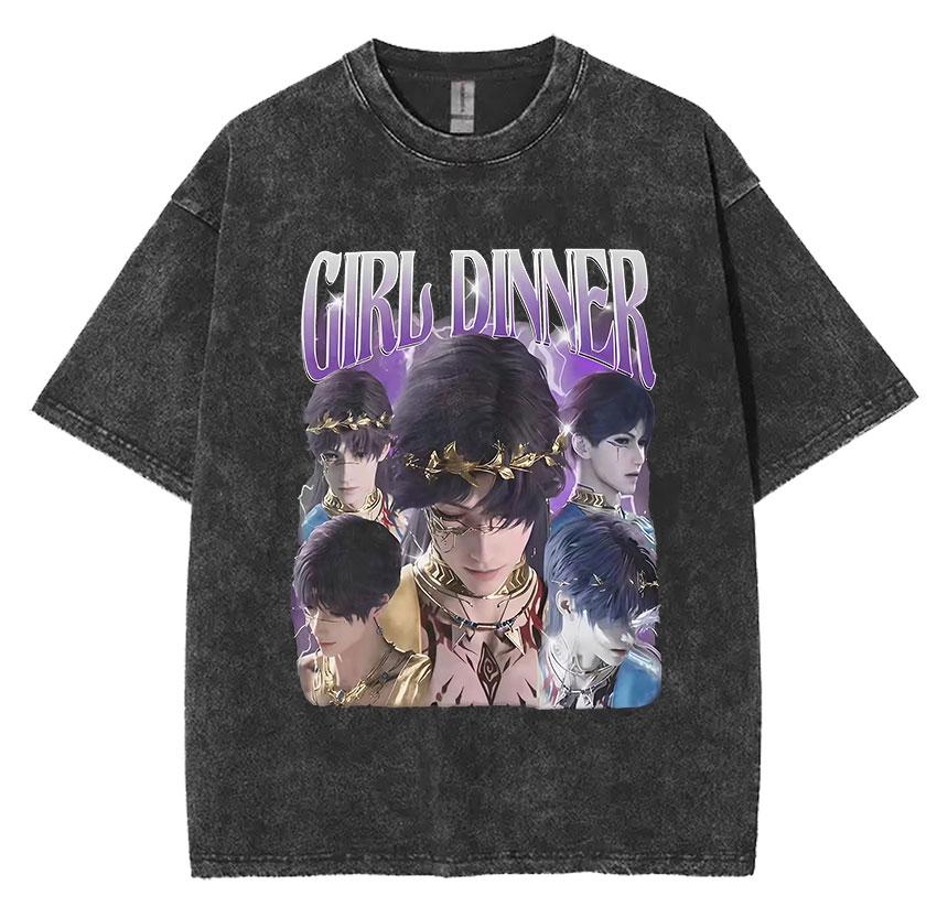 Funny Girl Dinner Caleb Graphic Tee Shirt Love and Deepspace Novelty Cotton T Shirts Fashion High Quality Vintage Washed T-Shirt