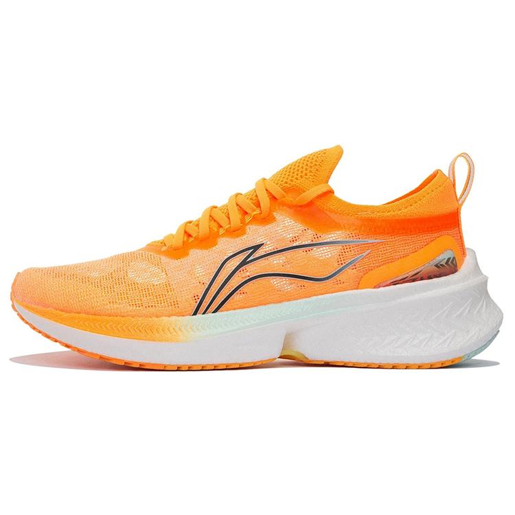 New LINING Feidian Discovery Running Shoes Men Low Top Fluorescent Sweet Orange ARMS007-6